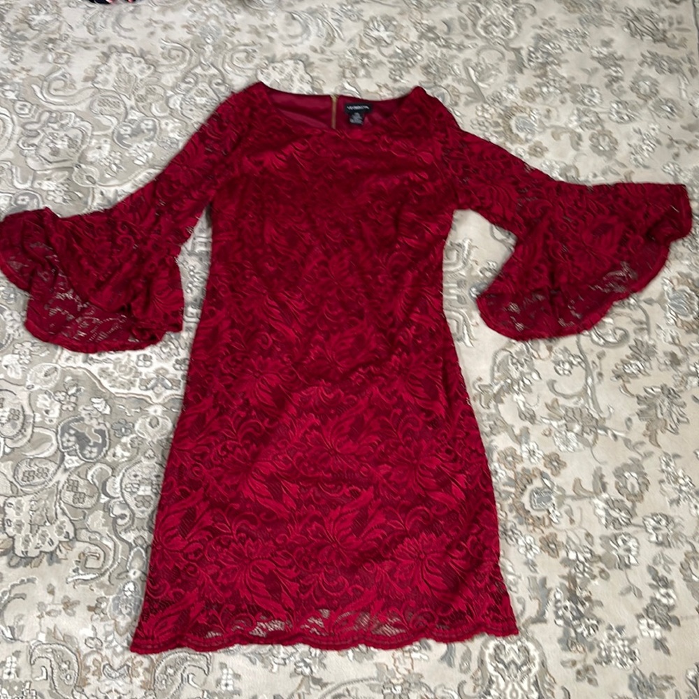 LIZ CLAIBORNE Stunning Red Lace Dress Size 14W